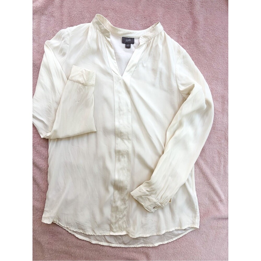 J. Jill Ivory Silk Button Front Blouse Small